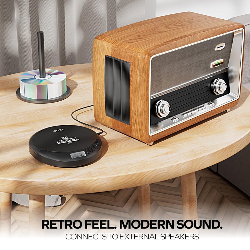 Coby Portable CD Player with FM Radio and 60-Second Anti-Skip Protection â€“ Compact Walkman-Style Disc Player with LCD Display, Stereo Earbuds & USB Power â€“ Ideal for Home, Travel & Car Use - Image 3